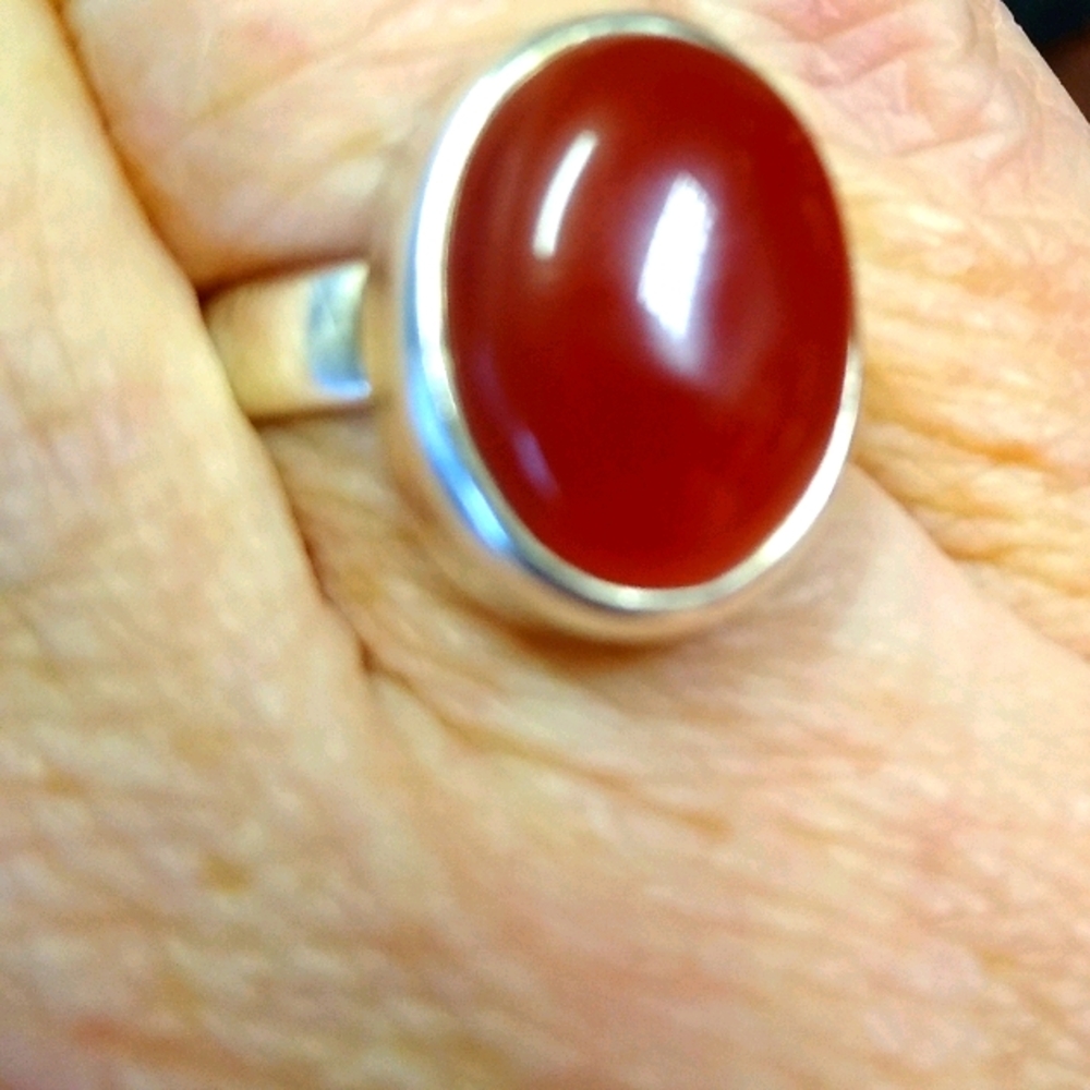 Deep orange sterling ring sz 8